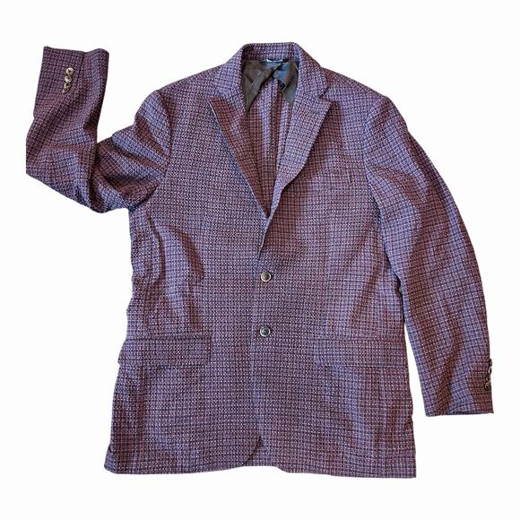 Lanificio F.lli Cerruti Oxygen Italian Blue/Rust Sport Coat Size 40R Wool Cupro